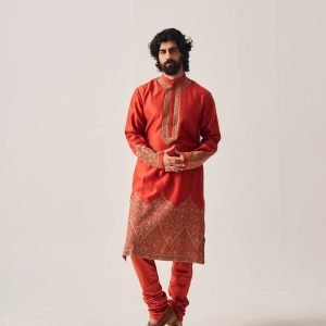 Sindoor Red Embroidered Kurta