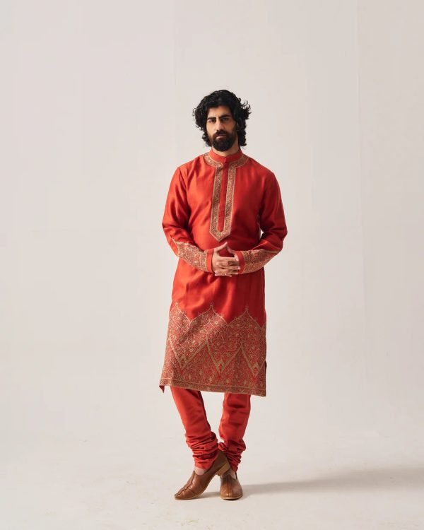 Sindoor Red Embroidered Kurta